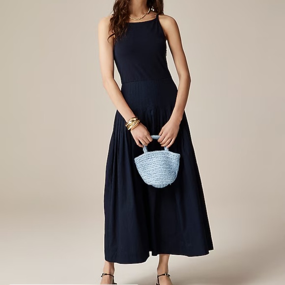 J. Crew Dresses & Skirts - J.CREW Pintuck Mixy Dress Midi Drop Waist Navy Size Medium NWT